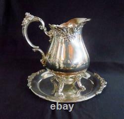 Vintage Wallace Baroque Silverplate 9.5 Tall Water Pitcher 267 with tray