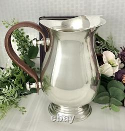 Vintage Water Pitcher Leather Handled Barware 60 Oz Cold Drink Pitcher