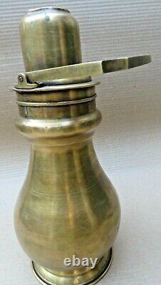 Vintage travelers Brass Pitcher & jug Screw lid water Glass Unusual Collectible