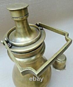 Vintage travelers Brass Pitcher & jug Screw lid water Glass Unusual Collectible