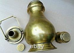 Vintage travelers Brass Pitcher & jug Screw lid water Glass Unusual Collectible