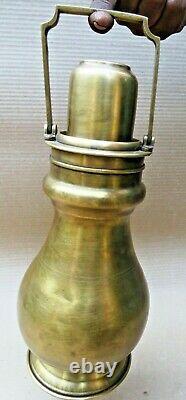 Vintage travelers Brass Pitcher & jug Screw lid water Glass Unusual Collectible