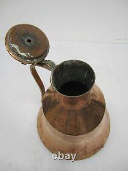 Vtg Antique Hammered Copper Large Water Jug Kettle Lid Vase Middle Eastern 20