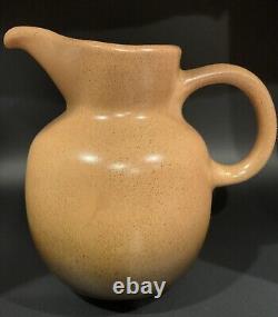 Vtg Edith Heath Ceramics Rare Water Pitcher Tan With Brown Ombré 8 5/8 Read