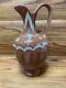 Vtg Hand Painted Mexican Clay Tonala Pottery Folk Art 13 Water Pitcher Jug Big