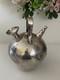 Vtg Metal Silver Color Gargoulette Jug Or Botijo Water Oil Jug Pitcher Handmade