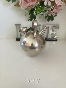 Vtg Metal Silver Color Gargoulette Jug or Botijo Water Oil Jug Pitcher Handmade