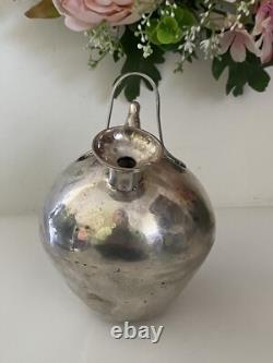 Vtg Metal Silver Color Gargoulette Jug or Botijo Water Oil Jug Pitcher Handmade
