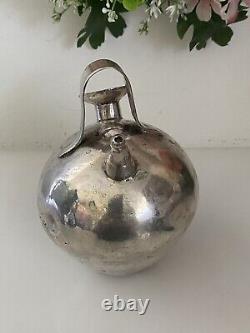 Vtg Metal Silver Color Gargoulette Jug or Botijo Water Oil Jug Pitcher Handmade