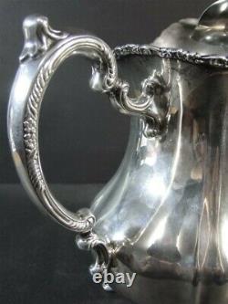 Vtg POOLE #990 LANCASTER ROSE Footed Water PITCHER with Ice Lip Sterling Silver nm