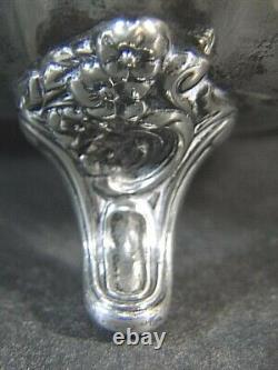 Vtg POOLE #990 LANCASTER ROSE Footed Water PITCHER with Ice Lip Sterling Silver nm