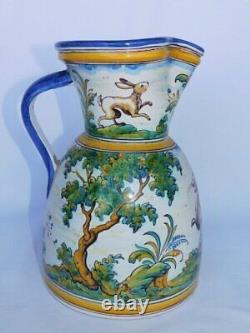 Vtg Talavera Duran Spain Hand Painted Faience Landscape Animals 10 Pitcher Jug