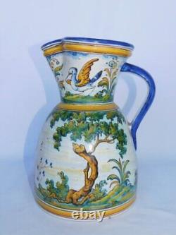 Vtg Talavera Duran Spain Hand Painted Faience Landscape Animals 10 Pitcher Jug