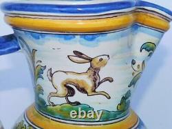 Vtg Talavera Duran Spain Hand Painted Faience Landscape Animals 10 Pitcher Jug