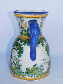 Vtg Talavera Duran Spain Hand Painted Faience Landscape Animals 10 Pitcher Jug