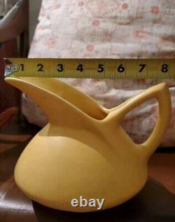 Vtg Yellow Water Pitcher Monmouth Western Stoneware Pottery NO LABEL Ceramic USA