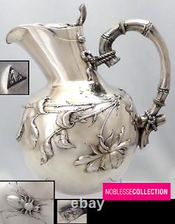 WOLFERS & Frères UNIQUE ANTIQUE 1890s BELGIAN STERLING SILVER WATER JUG PITCHER