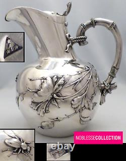 WOLFERS & Frères UNIQUE ANTIQUE 1890s BELGIAN STERLING SILVER WATER JUG PITCHER