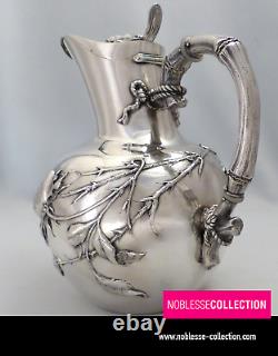 WOLFERS & Frères UNIQUE ANTIQUE 1890s BELGIAN STERLING SILVER WATER JUG PITCHER