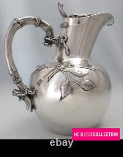 WOLFERS & Frères UNIQUE ANTIQUE 1890s BELGIAN STERLING SILVER WATER JUG PITCHER