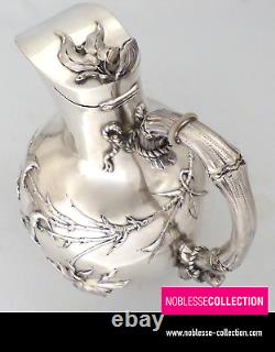 WOLFERS & Frères UNIQUE ANTIQUE 1890s BELGIAN STERLING SILVER WATER JUG PITCHER