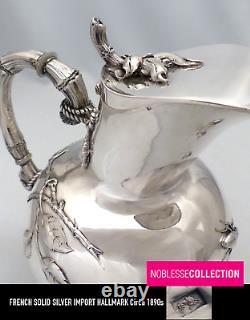 WOLFERS & Frères UNIQUE ANTIQUE 1890s BELGIAN STERLING SILVER WATER JUG PITCHER