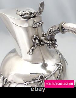 WOLFERS & Frères UNIQUE ANTIQUE 1890s BELGIAN STERLING SILVER WATER JUG PITCHER