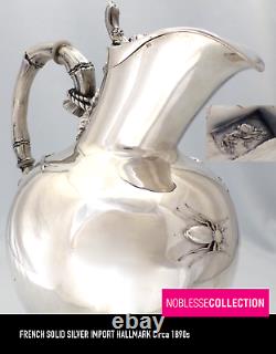 WOLFERS & Frères UNIQUE ANTIQUE 1890s BELGIAN STERLING SILVER WATER JUG PITCHER