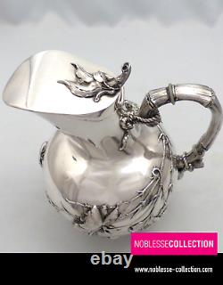 WOLFERS & Frères UNIQUE ANTIQUE 1890s BELGIAN STERLING SILVER WATER JUG PITCHER