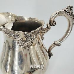 Wallace Baroque Water Pitcher Silverplate 267 Footed Floral 10 Tall