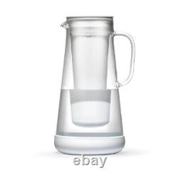 Water Filter Pitcher, 7-Cup, White, Glass with Silicone Base, White, for everyda