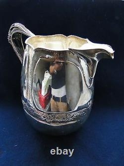 Water Jug Italian Sterling Silver Chased Engraved & Pierced Marked On The Base
