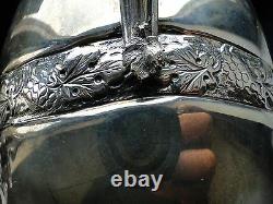 Water Jug Italian Sterling Silver Chased Engraved & Pierced Marked On The Base