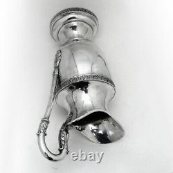 Water Pitcher Coin Silver Swan Handle Laurel Leaf Borders