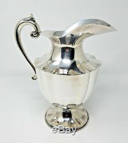 Water Pitcher Sterling Silver Mexico Jug 9 1/4 Tall 521 grams Vintage