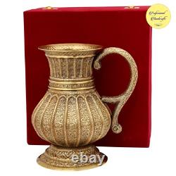 Water Pitcher Vintage Jug 60 oz Brass Ewer Engraved Antique Kitchen Utensil 9