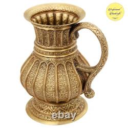 Water Pitcher Vintage Jug 60 oz Brass Ewer Engraved Antique Kitchen Utensil 9