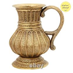 Water Pitcher Vintage Jug 60 oz Brass Ewer Engraved Antique Kitchen Utensil 9