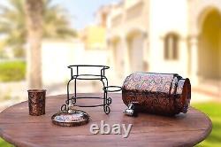 Water dispenser Antique copper jug pitcher With Stand And Glass 5 Liter