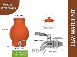 Water dispenser Clay Water Pot terra cotta with Steel tap faucet jug pitcher