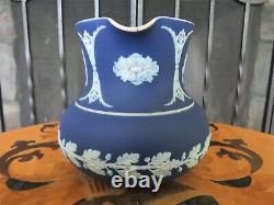 Wedgwood Blue Jasperware Jug Pitcher Bellerophon Pegasus Aurora Cameos c. 1890s