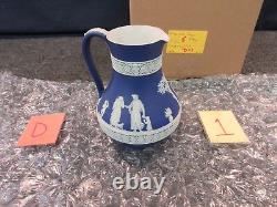 Wedgwood Tea Water Pitcher Jug Dark Blue Jasperware Pottery 24 2 Y Cupid England