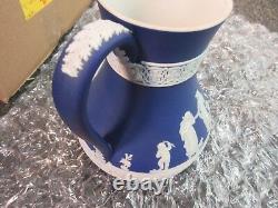 Wedgwood Tea Water Pitcher Jug Dark Blue Jasperware Pottery 24 2 Y Cupid England