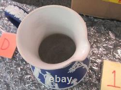 Wedgwood Tea Water Pitcher Jug Dark Blue Jasperware Pottery 24 2 Y Cupid England