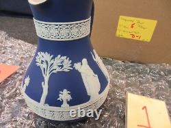 Wedgwood Tea Water Pitcher Jug Dark Blue Jasperware Pottery 24 2 Y Cupid England