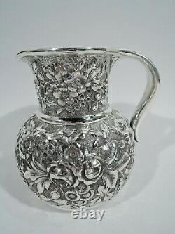 Whiting Water Pitcher 1329N Antique Repousse American Sterling Silver