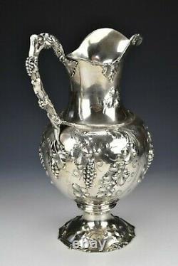 William Gale & Son American Coin Silver Water Jug Grapevine Pattern