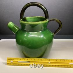William Sonoma ceramic pottery green glazed Gargoulette Water jug pitcher France