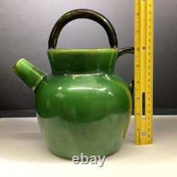 William Sonoma ceramic pottery green glazed Gargoulette Water jug pitcher France