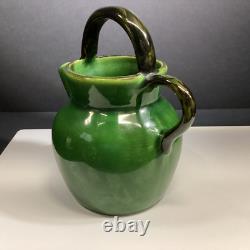William Sonoma ceramic pottery green glazed Gargoulette Water jug pitcher France